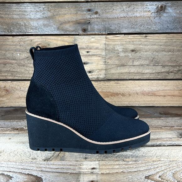 Eileen Fisher London Ankle Boots Knit Wedge - Black - 8.5 - NWOB - Picture 3 of 10
